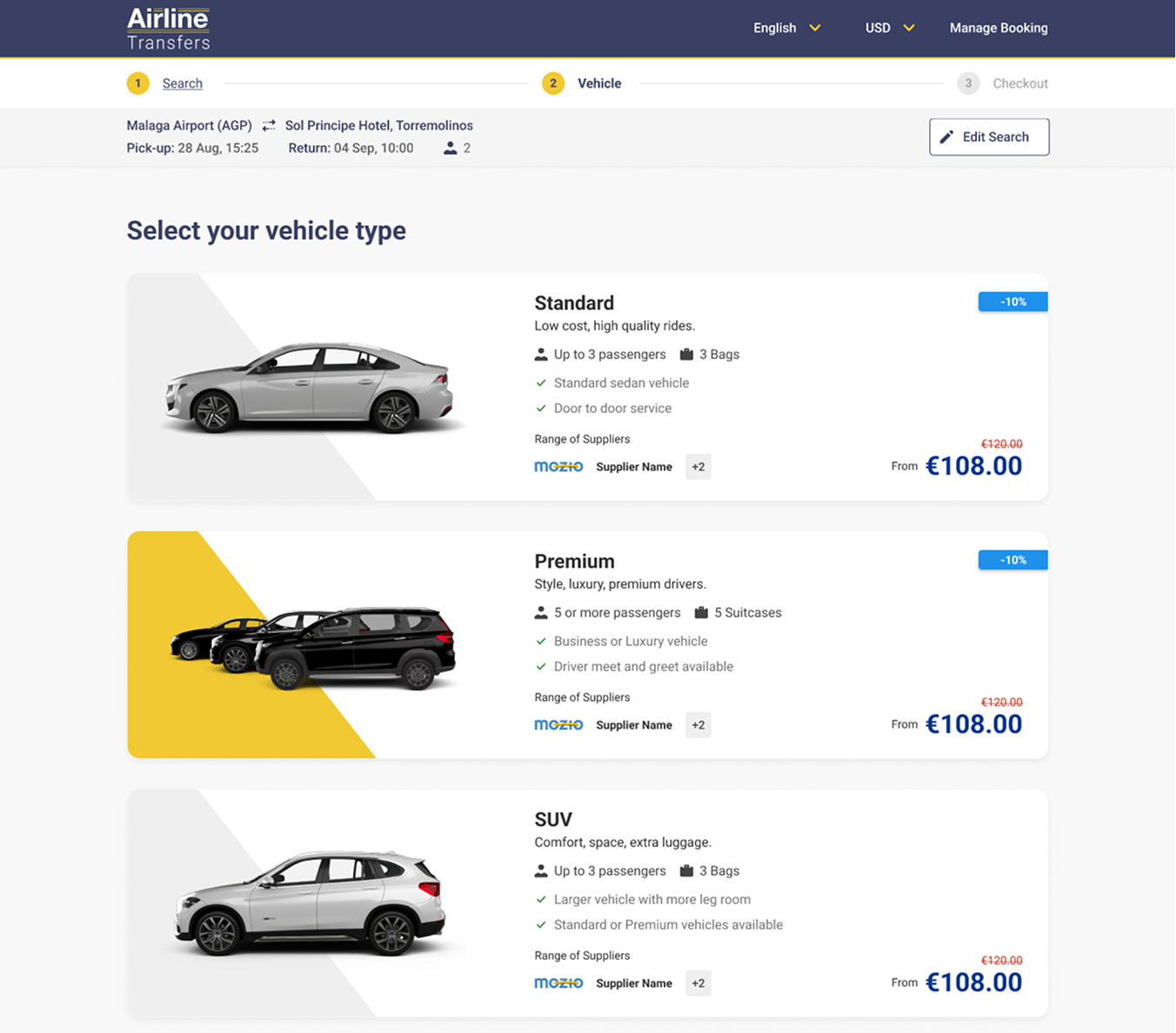 Selecting a vehicle type
