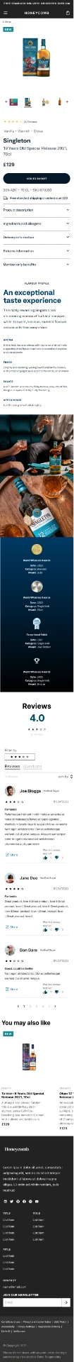Malts Singleton product page at 375px