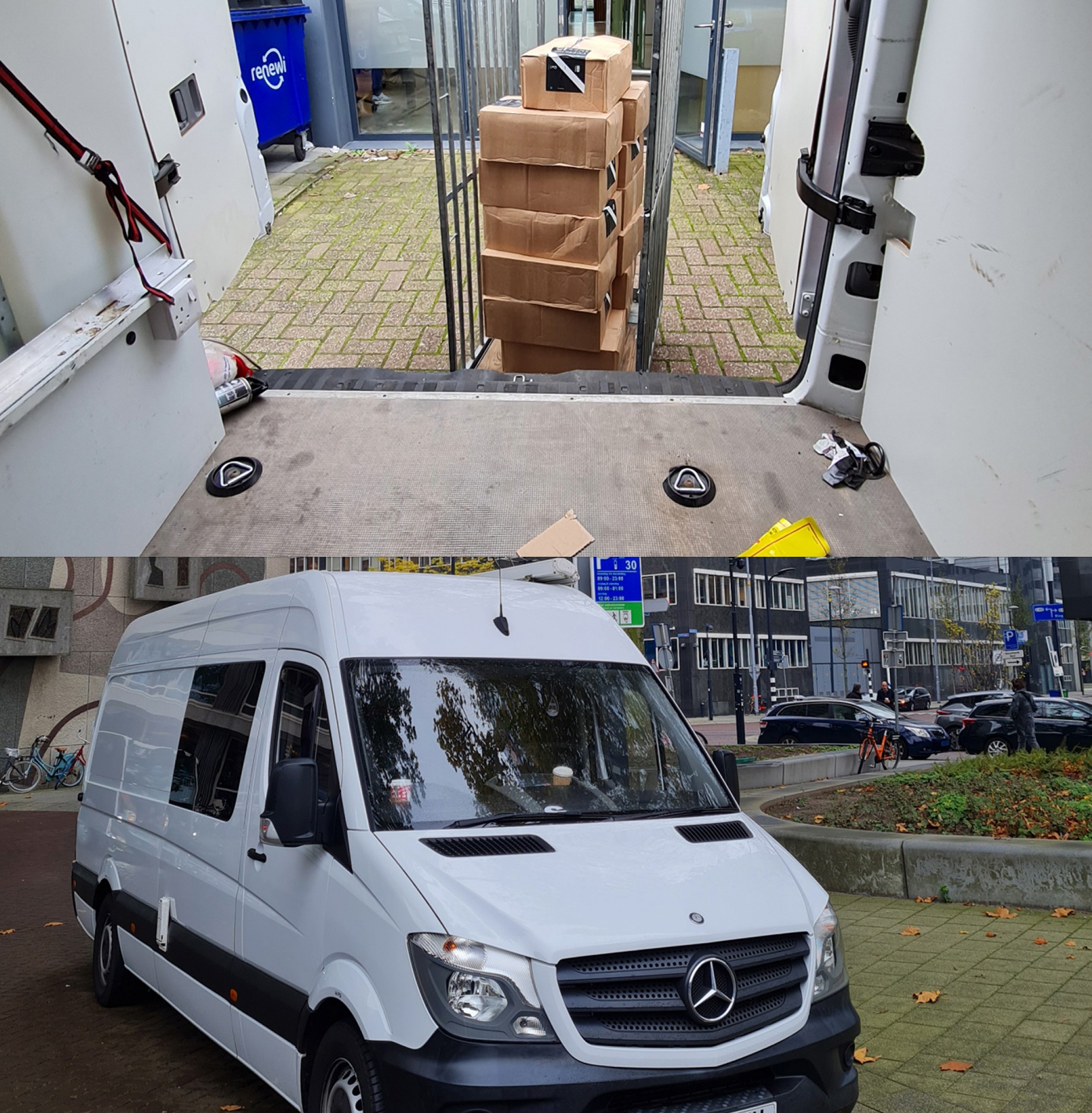 Ross's surf van being loaded