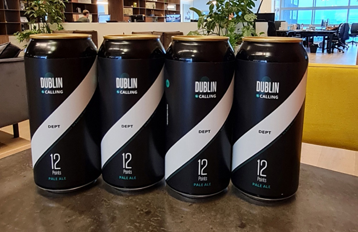 Four Dublin Calling cans in the DEPT Amsterdam office