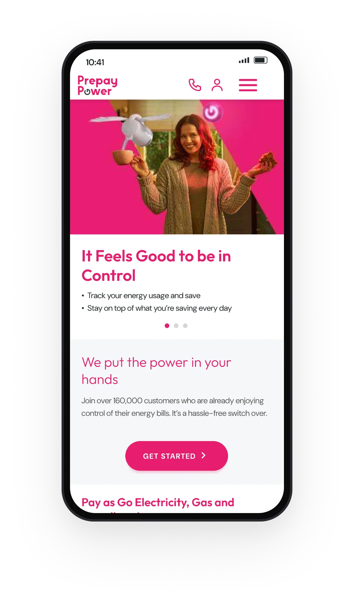 PrepayPower mobile homepage