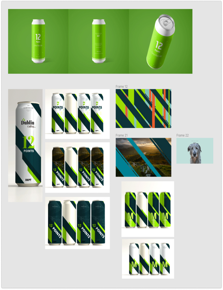 Green can explorations with diagonal stripes
